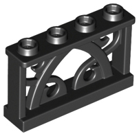 19121 black LEGO 19121 Black Fence 1 x 4 x 2 Ornamental with 4 Studs (losse stenen 44-10) **25** - Afbeelding 1