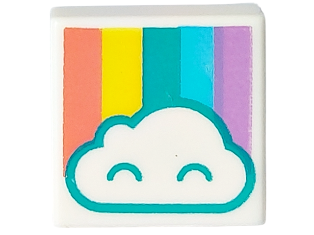 3070pb134 LEGO 3070pb134 White Tile 1 x 1 with Cloud and Pastel Rainbow Pattern, 3070bpb134 **25** - Afbeelding 1
