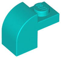 6091 dt LEGO 6091 Dark Turquoise Slope, Curved 2 x 1 x 1 1/3 with Recessed Stud, 32807 (stenen 43-19) ^ - Afbeelding 1