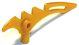 98141 pg LEGO 98141 Pearl Gold Minifigure, Weapon, Wapen, Crescent Blade, Serrated with Bar (l. stenen 45-4) ^ - Afbeelding 1