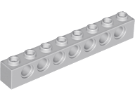 3702 lbg LEGO 3702 Light Bluish Gray Technic, Brick 1 x 8 with Holes (Used/Gebruikt) ^ - Afbeelding 1