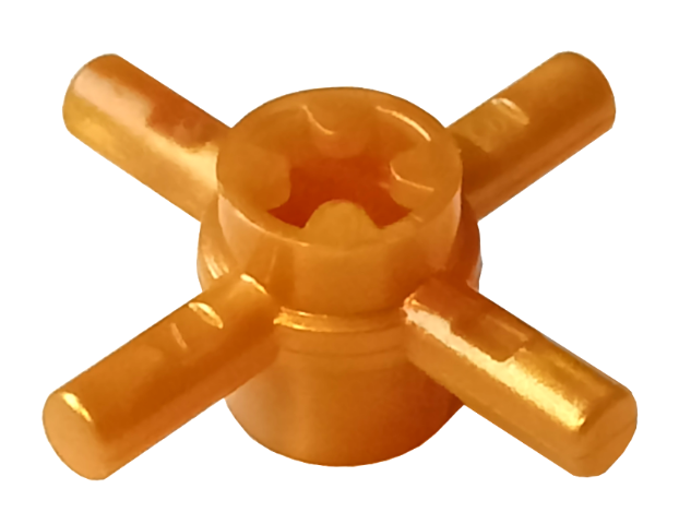 48723 pg LEGO 48723 Pearl Gold Technic, Axle Connector Hub with 4 Bars and Pin Hole (stenen 57-19) ^ - Afbeelding 1