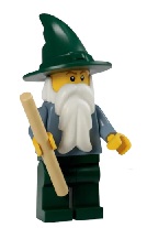 cas483b LEGO cas483b Wizard - Sand Blue with Dark Green Legs and Hat, Black Eyebrows (Figuren 5-10) ^ - Afbeelding 1